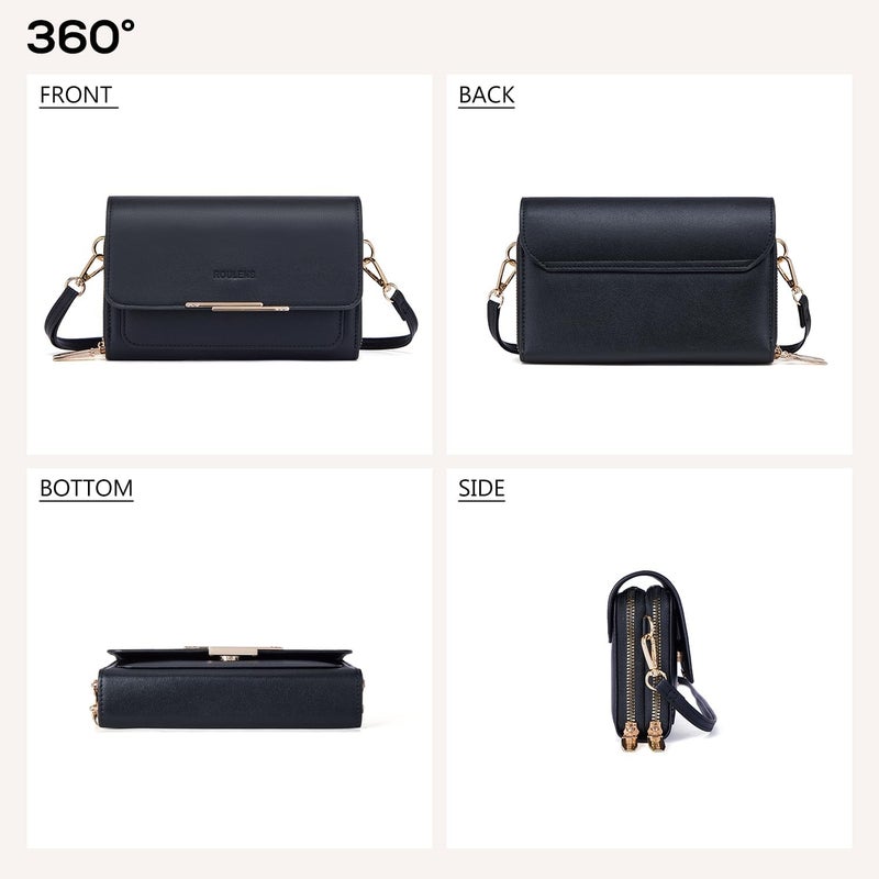 Roulens Small Crossbody Bag for Women,Cell Phone Purse Women's Shoulder Handbags Wallet Purse with Credit Card Slots - Image 4